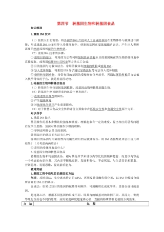 高中生物 知识梳理 第三单元 第二章 第四节 转基因生物和转基因食品学案（含解析）中图版必修2-中图版高中必修2生物学案