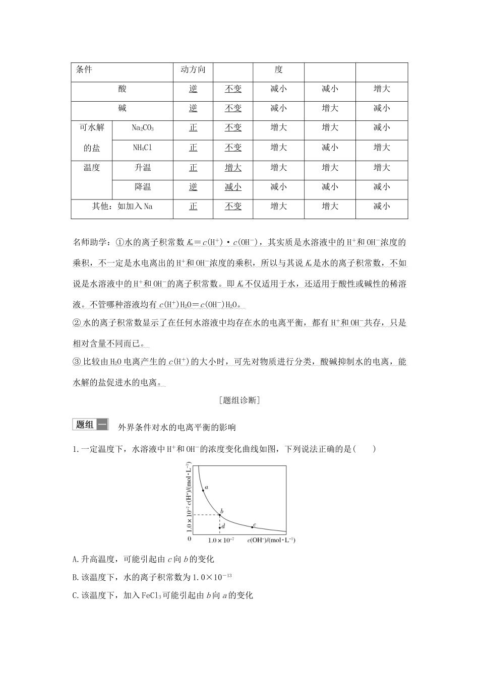 （江苏专用）高考化学 专题六 第2讲 水的电离和溶液的酸碱性学案-人教版高三全册化学学案_第2页