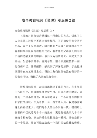 安全教育视频《灵魂》观后感2篇