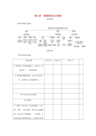 （江苏专版）高考历史总复习 第三单元 近代西方资本主义政治制度的确立与发展 第4讲 英国的君主立宪制学案-人教版高三全册历史学案