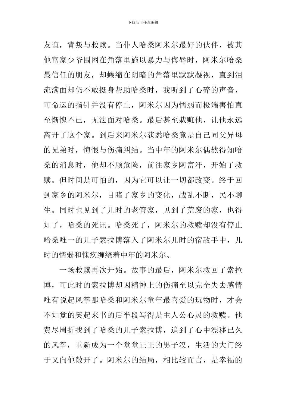 有关于追风筝的人的心得体会_第2页