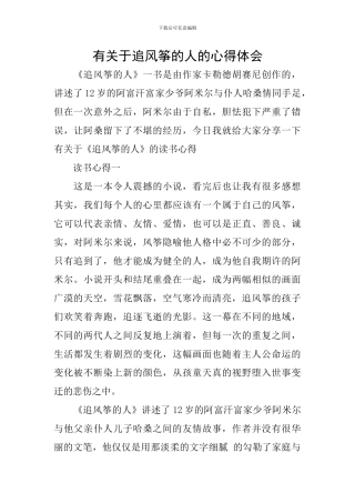 有关于追风筝的人的心得体会