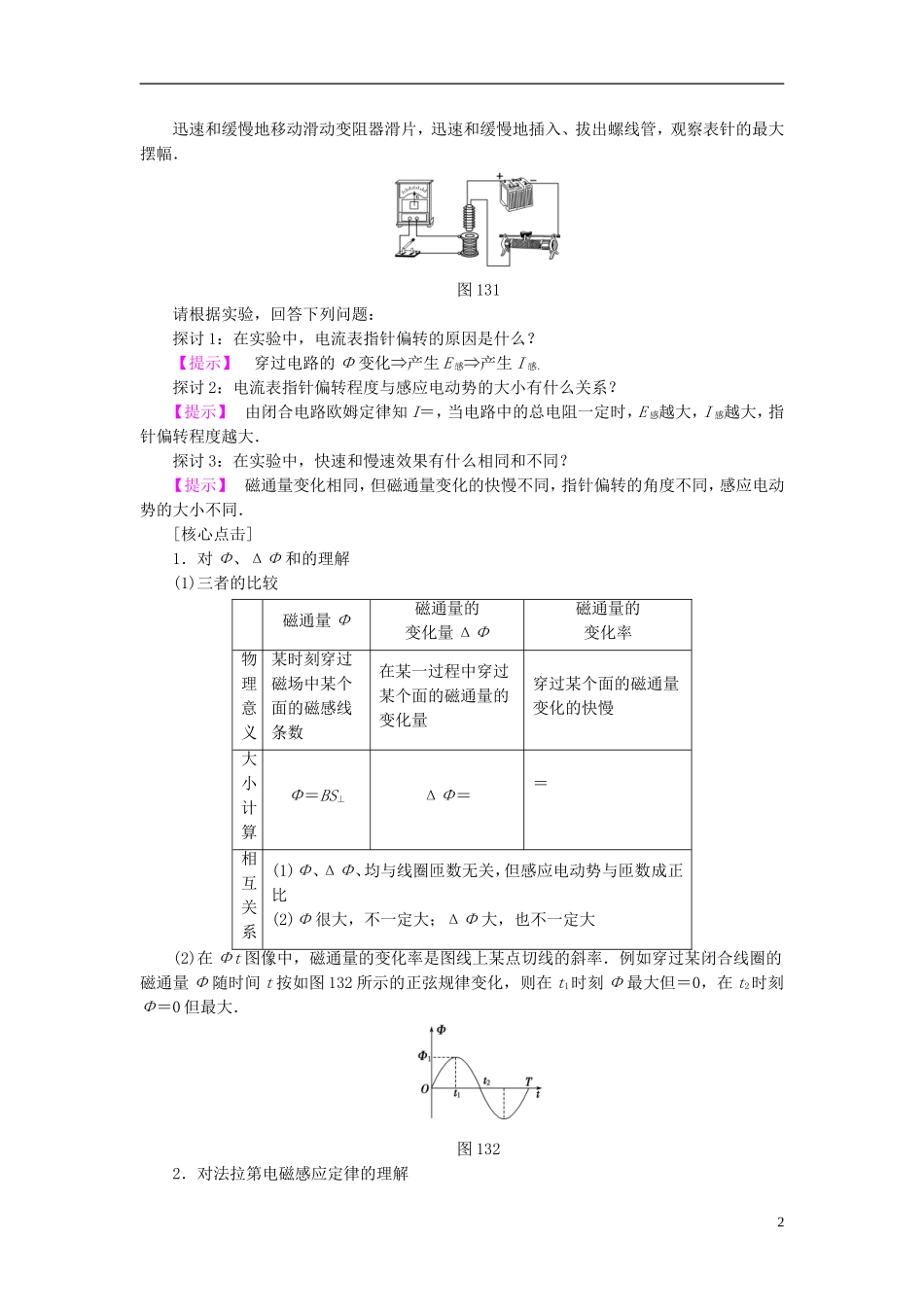 高中物理 第1章 电磁感应 3 法拉第电磁感应定律教师用书 教科版选修3-2-教科版高二选修3-2物理学案_第2页