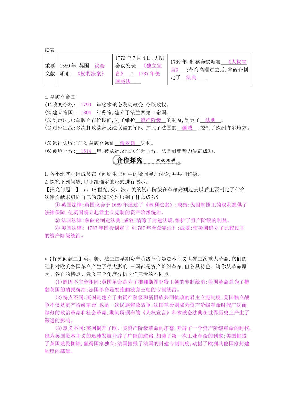 九年级历史上册 第4单元 复习导学案 中华书局版-中华书局版初中九年级上册历史学案_第2页