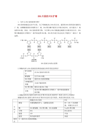 高中生物 实验13 DNA片段的PCR扩增学案 浙科版选修1-浙科版高中选修1生物学案