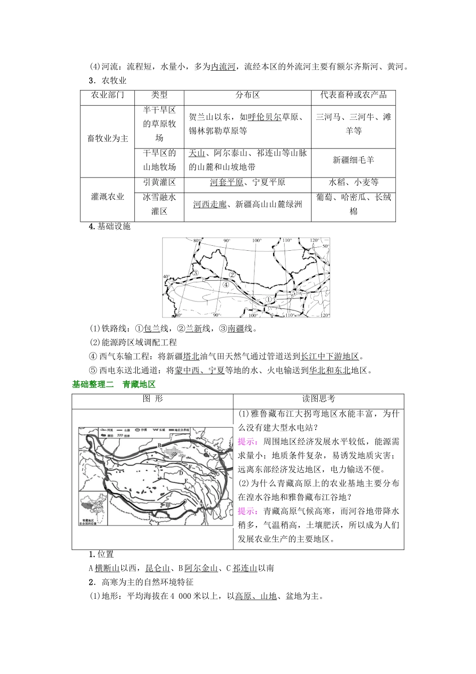 高考地理大一轮复习 第4部分 中国地理 第2章 中国的地理分区 第2讲 西北地区 青藏地区学案-人教版高三全册地理学案_第2页