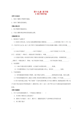 高中物理 第十九章 第八节 粒子和宇宙学案 新人教版选修3-5-新人教版高二选修3-5物理学案