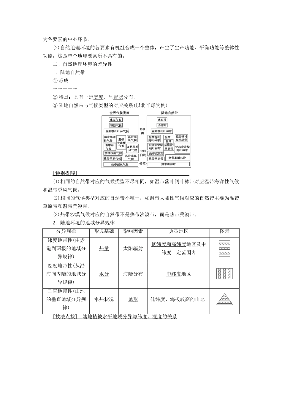 高考地理一轮复习 第1部分 第3章 地理环境的整体性和区域差异 第2讲 地理环境的整体性和地域分异学案 中图版-中图版高三全册地理学案_第3页