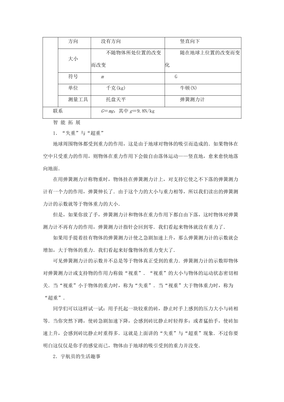 2014年春八年级物理下册 8.2 重力 力的示意图课时训练 苏科版_第2页