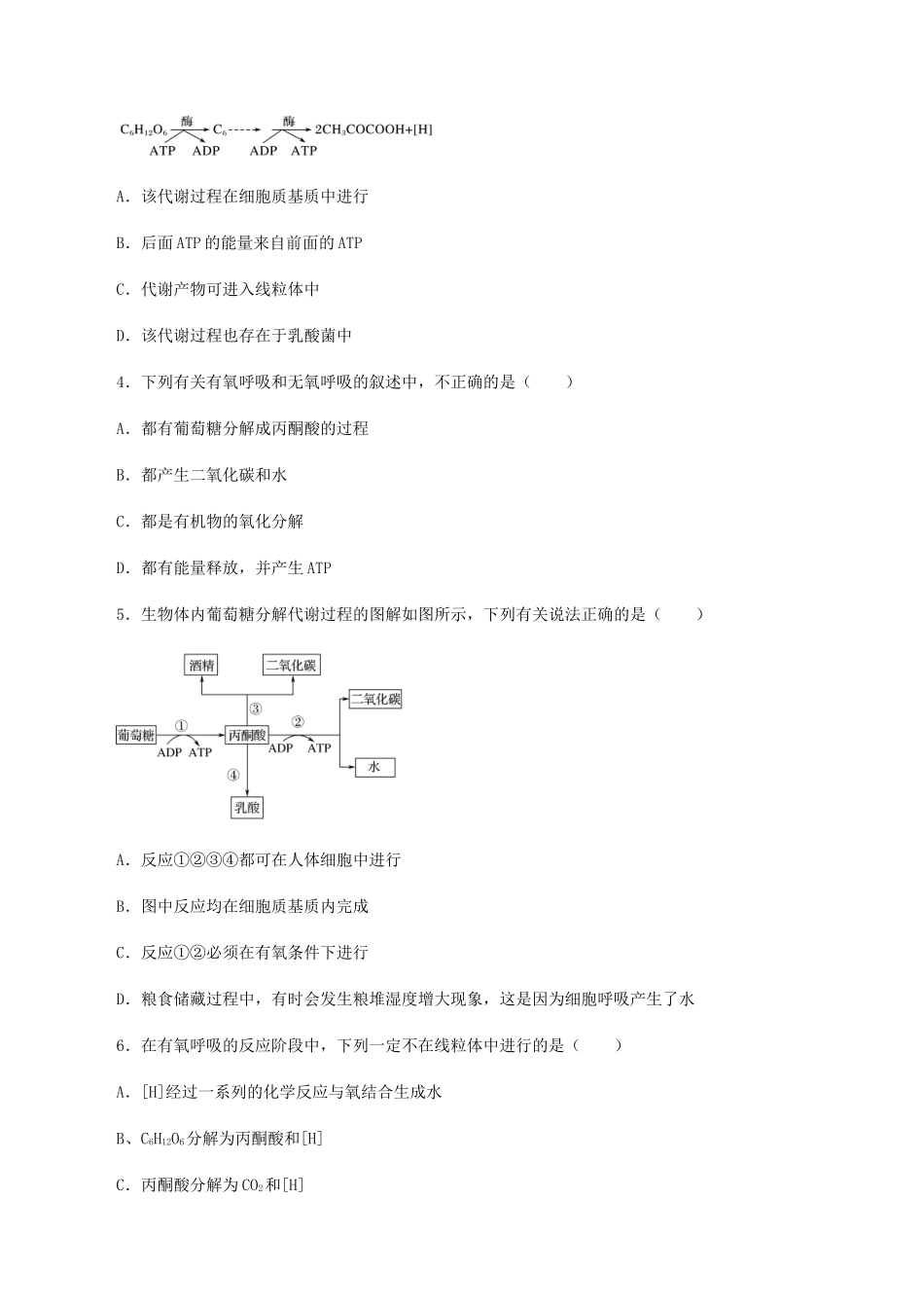 高中生物 第四章 细胞的代谢 第三节 细胞呼吸的过程学案 北师大版必修1-北师大版高一必修1生物学案_第3页