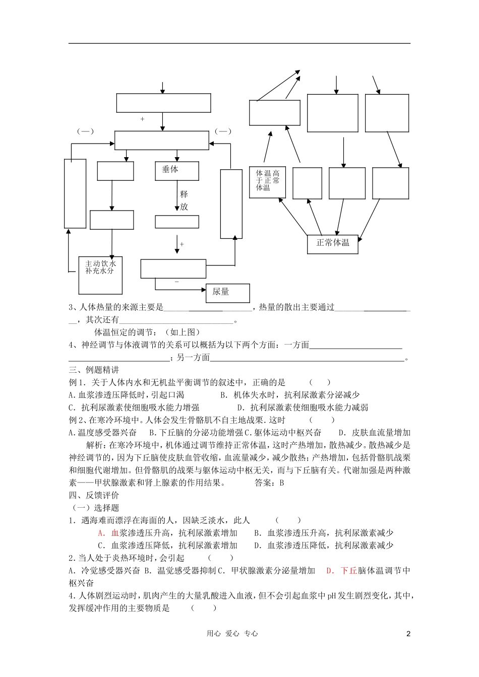 高中生物 第二章 动物和人体生命活动的调节成的学案 新人教版必修3_第2页