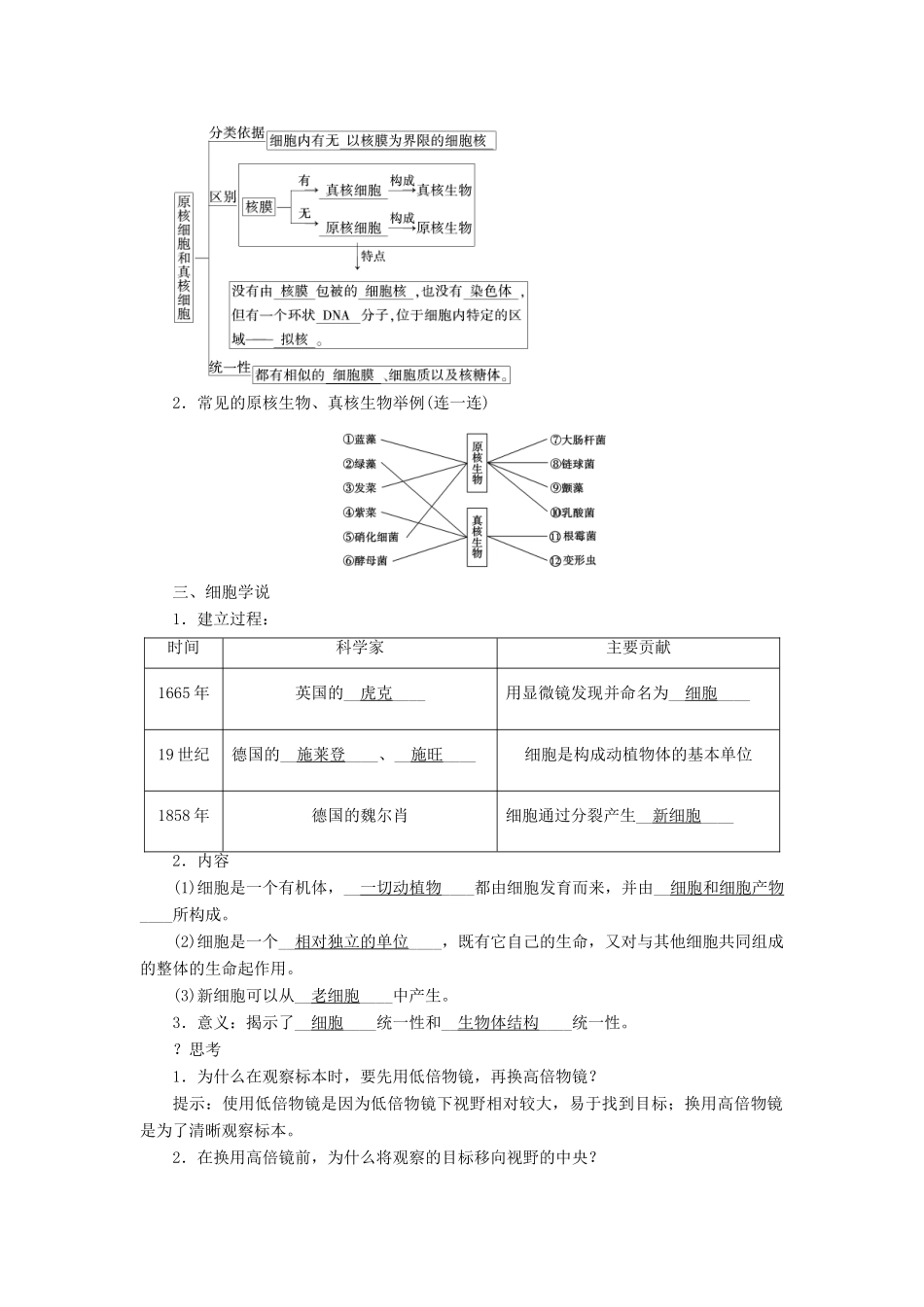 高中生物 第一章 走近细胞  第2节 细胞的多样性和统一性学案 新人教版必修1-新人教版高一必修1生物学案_第2页