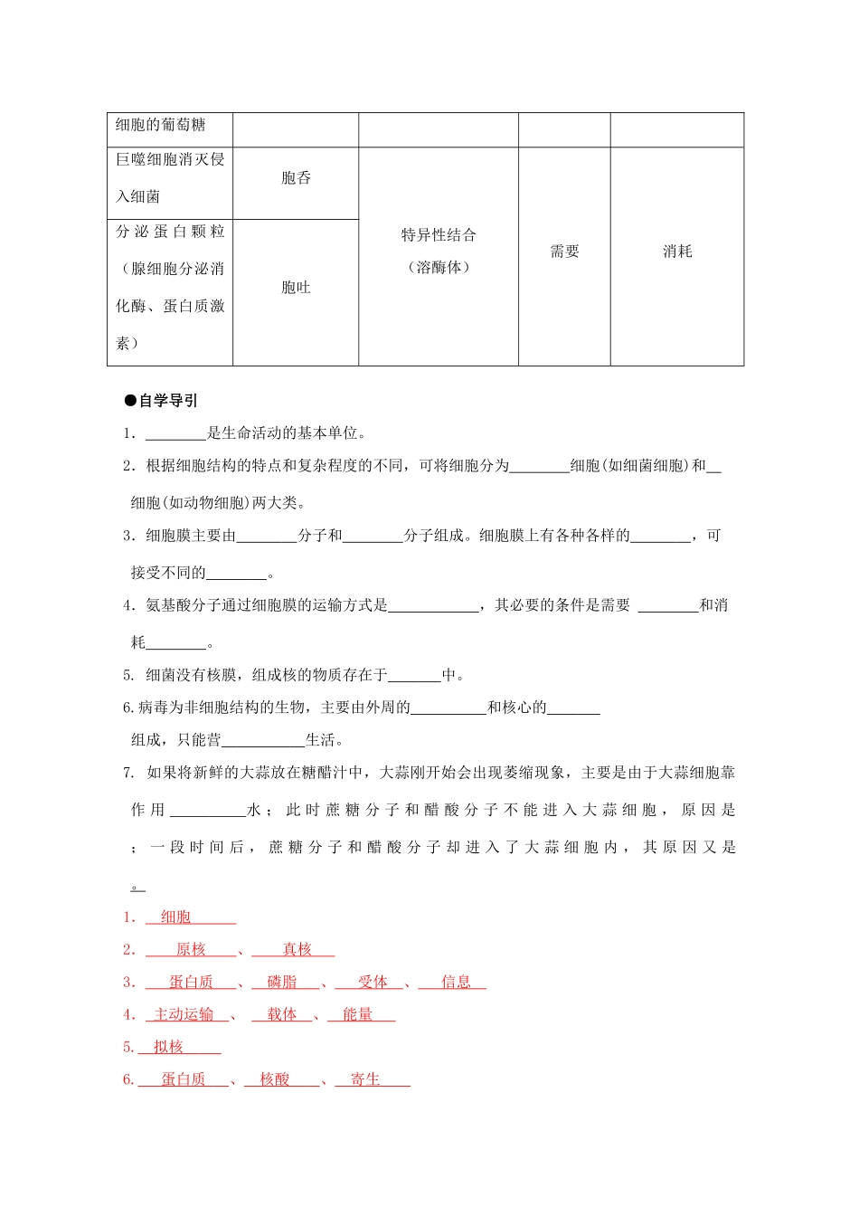 高中生物 第一册 第3章 生命的结构基础学案（1）沪科版-沪科版高一第一册生物学案_第2页