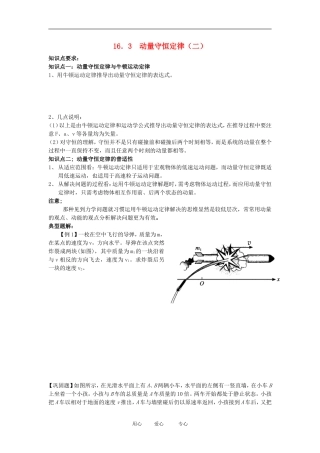 高中物理《动量守恒定律（二）》学案1 新人教版选修3-5