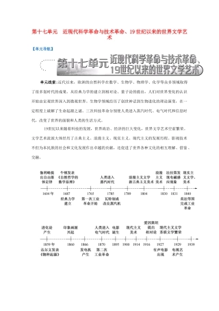 （江苏专版）高考历史一轮复习 第17单元 近现代科学革命与技术革命、19世纪以来的世界文学艺术导学案-人教版高三全册历史学案