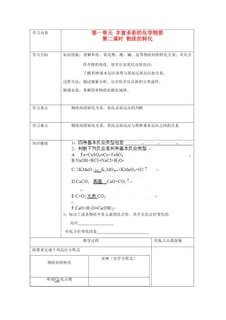 【名校联盟】江苏省新沂市王楼中学高一化学《1.1.2物质的转化》2学案