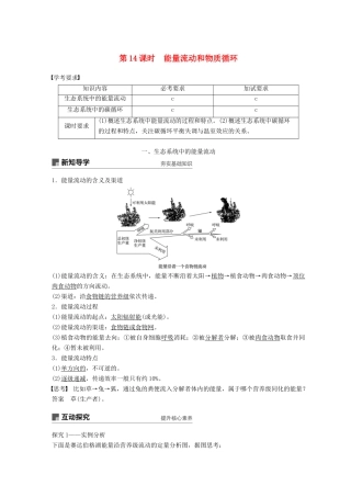 高中生物 第六章 生态系统 第14课时 能量流动和物质循环学案 浙科版必修3-浙科版高一必修3生物学案