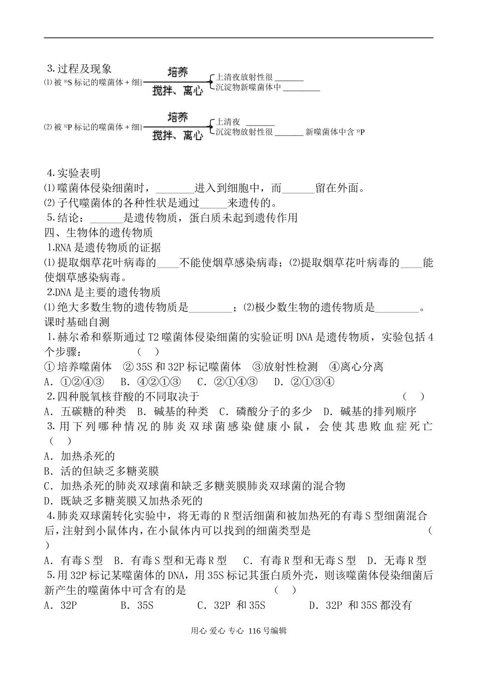 高中生物人教版必修2DNA是主要的遗传物质 学案_第2页