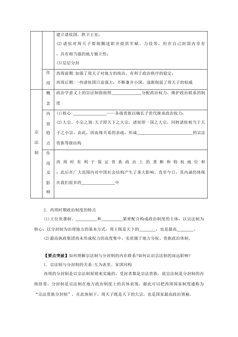 （江苏专版）高考历史一轮复习 第1单元 古代中国的政治制度 第1讲 西周时期的政治制度和秦中央集权制度的形成导学案-人教版高三全册历史学案_第2页