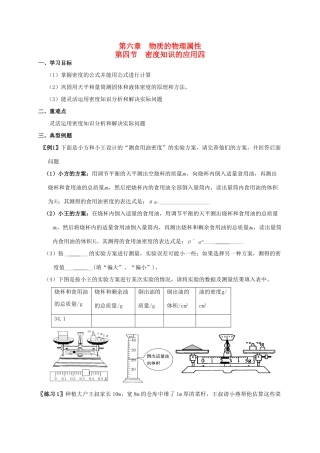 八年级物理下册《密度知识的应用四》导学案  苏科版