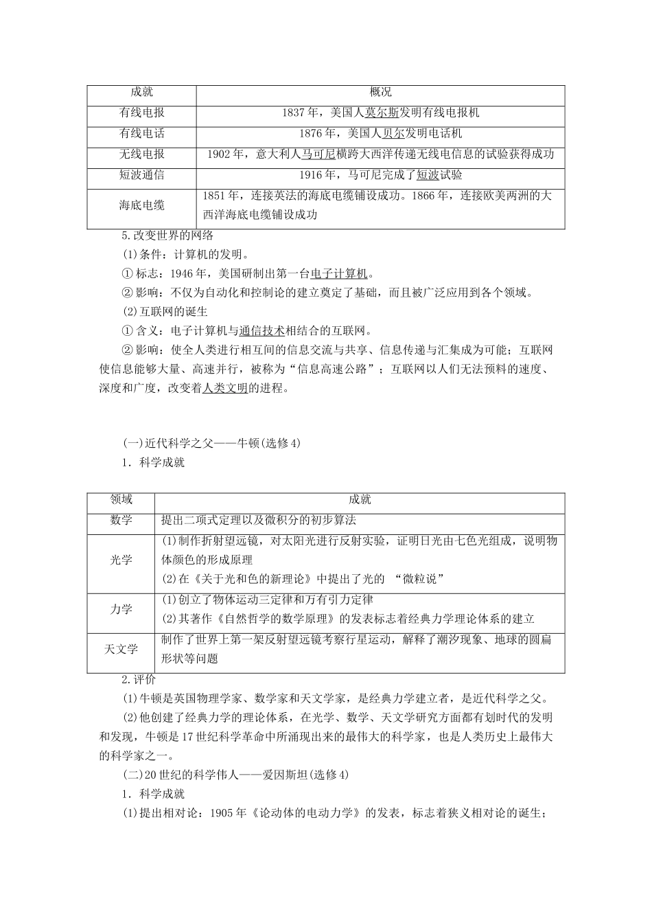 （通史版）高考历史一轮复习 阶段十三 西方工业文明的确立与纵深发展——两次工业革命时期的世界 第3讲 近代以来世界科学技术的发展历程学案 人民版-人民版高三全册历史学案_第3页