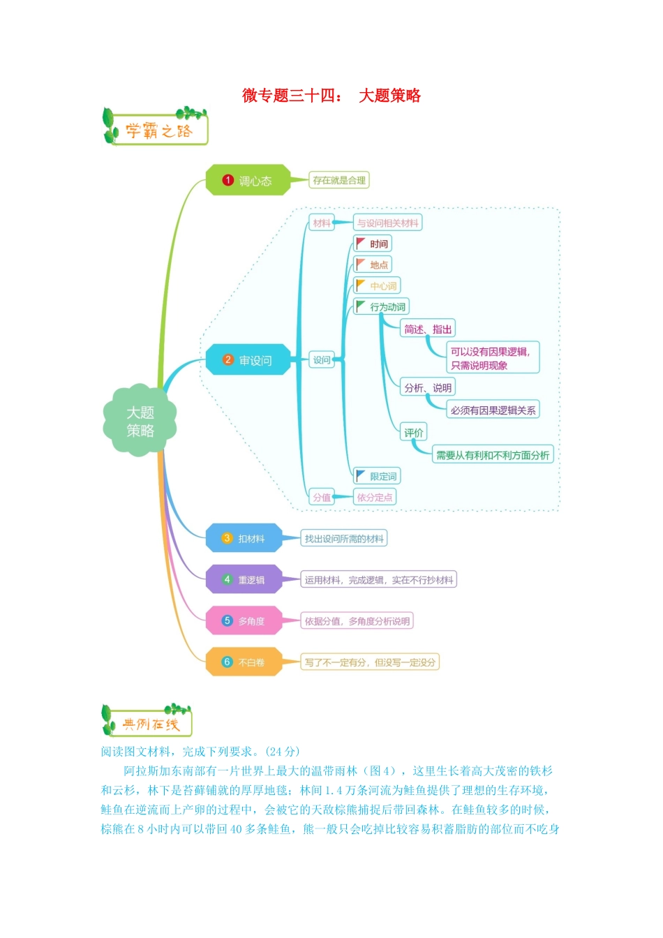 高考地理第一轮复习 专题9 微专题三十四 大题策略思维导图学案-人教版高三全册地理学案_第1页
