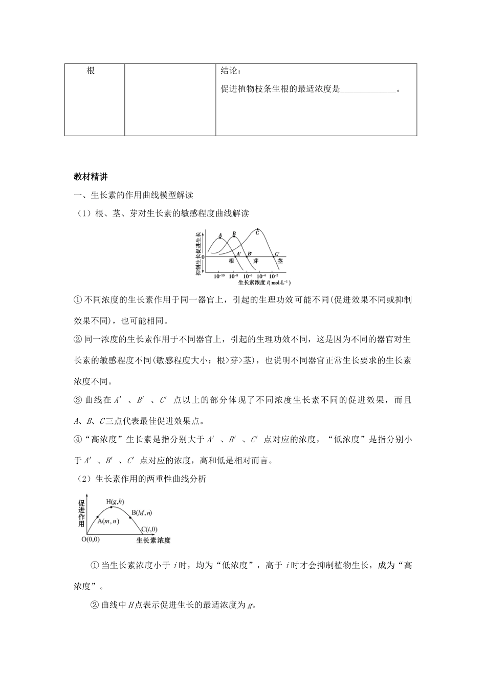高中生物 第三章 植物的激素调节 第二节 生长素的生理作用导学案 新人教版必修3-新人教版高二必修3生物学案_第3页