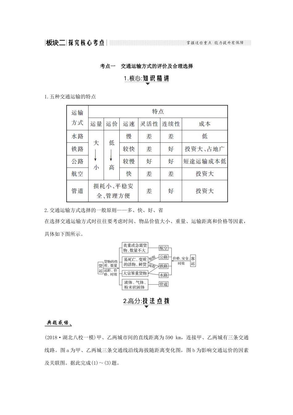高考地理一轮复习 第九单元 人类活动的地域联系 第25讲 交通运输方式和布局学案 鲁教版-鲁教版高三全册地理学案_第3页