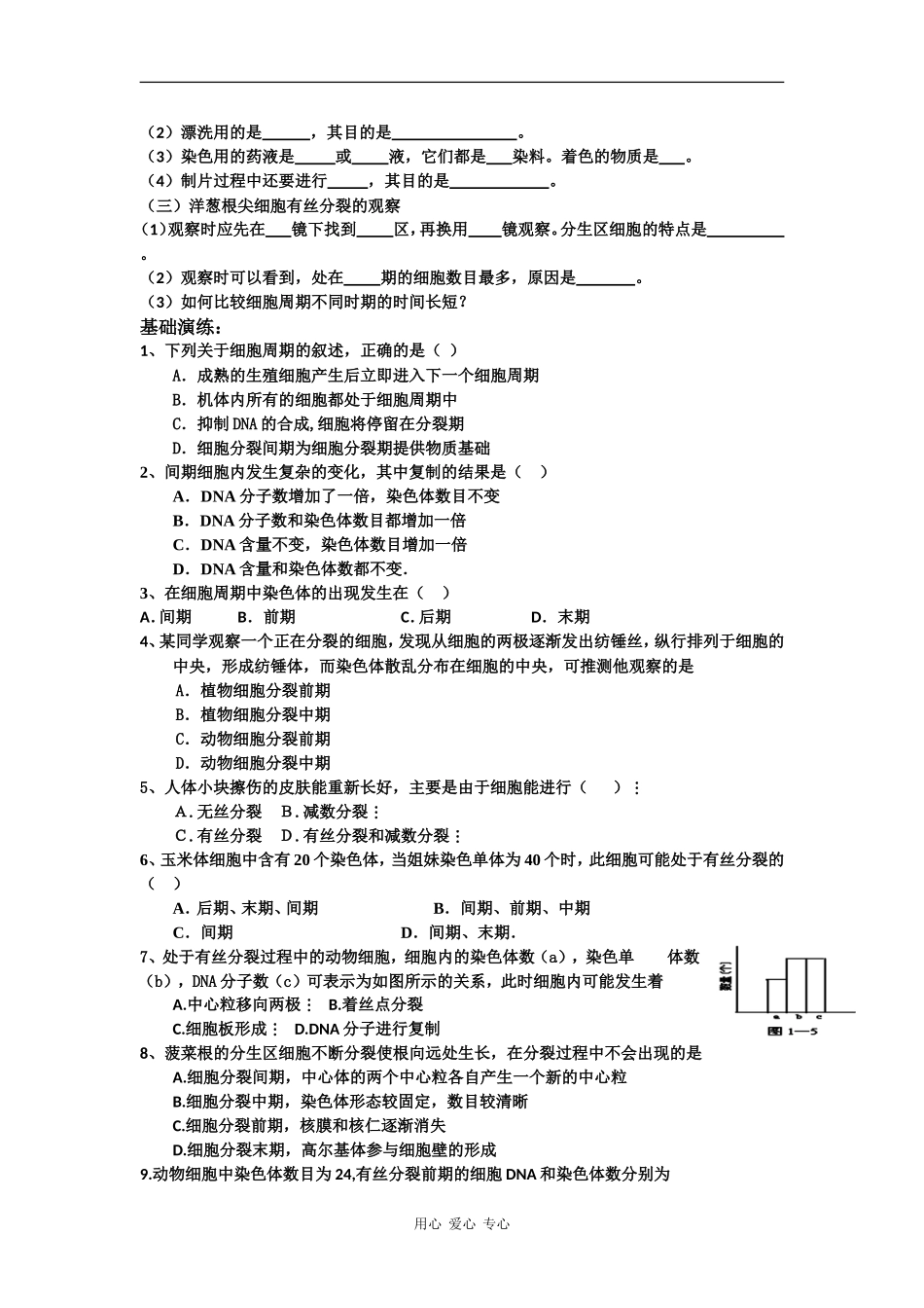 高中生物有丝分裂学案_第3页