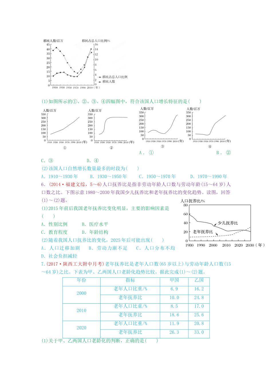 高考地理第一轮复习 专题6 微专题二十 人口数量变化思维导图学案-人教版高三全册地理学案_第3页