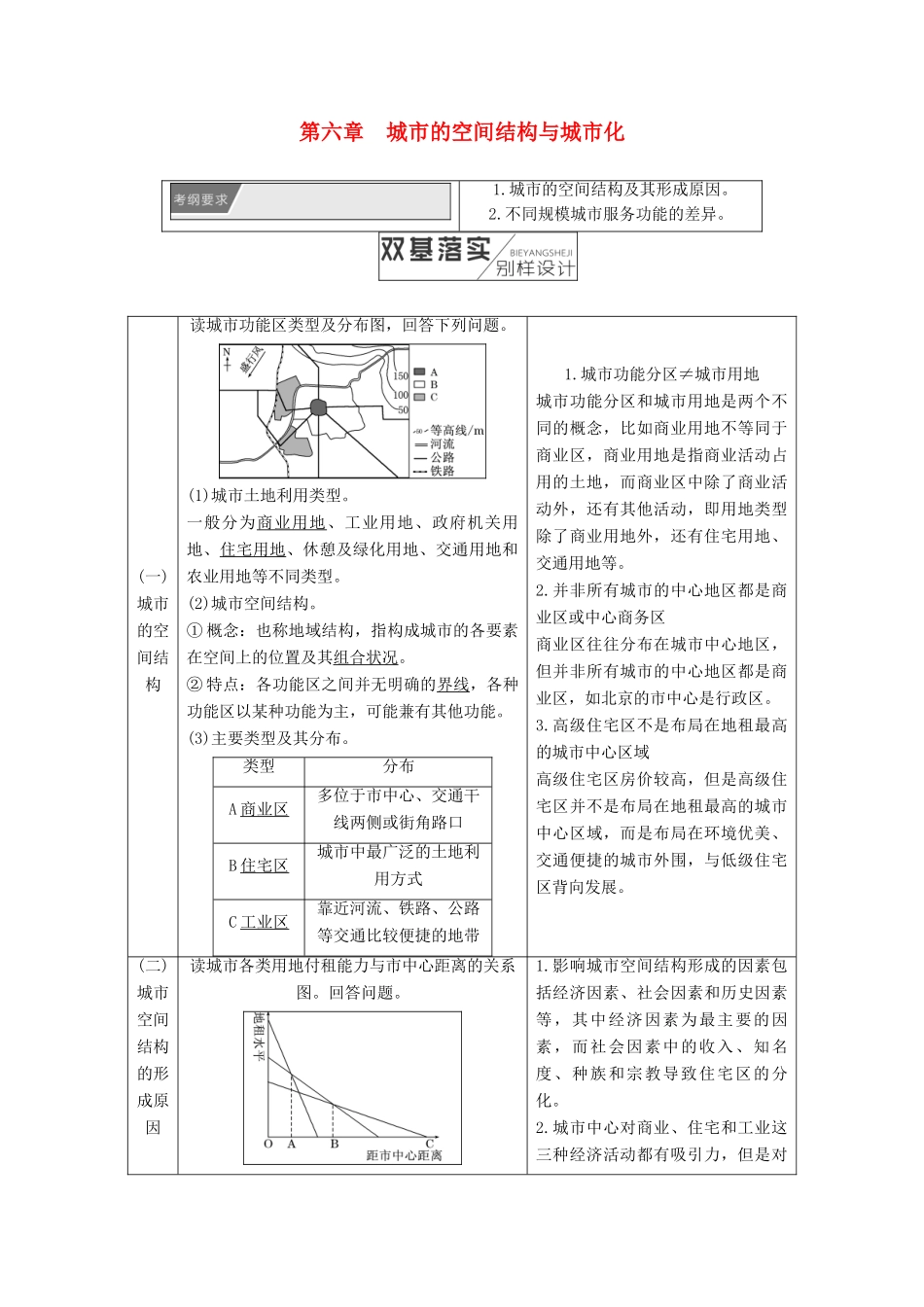 高考地理一轮复习 第2部分 人文地理 第六章 城市的空间结构与城市化学案 中图版-中图版高三全册地理学案_第1页