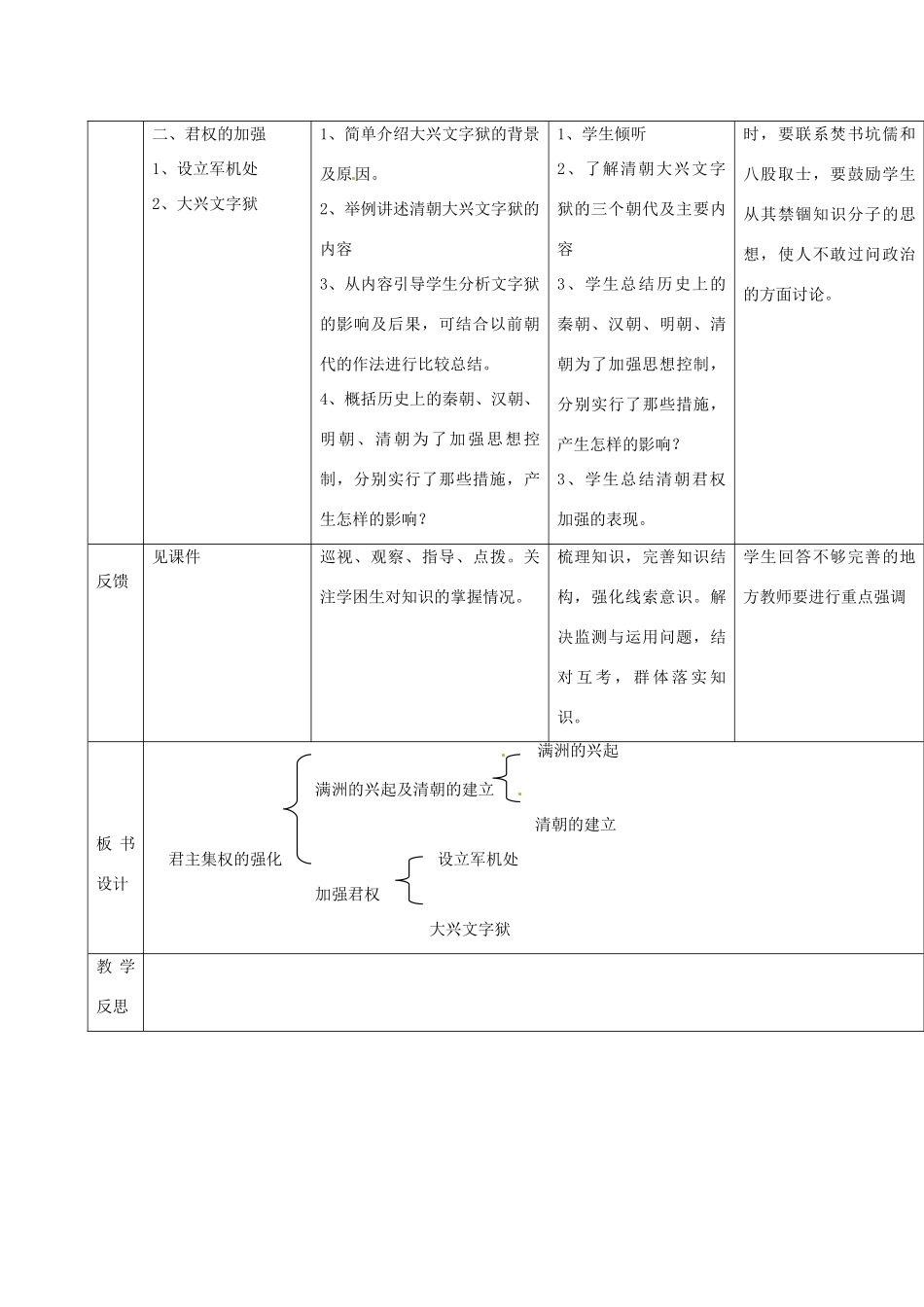 吉林省通化市七年级历史下册 第三单元 第18课 君主集权的强化导学案 鲁教版-鲁教版初中七年级下册历史学案_第2页