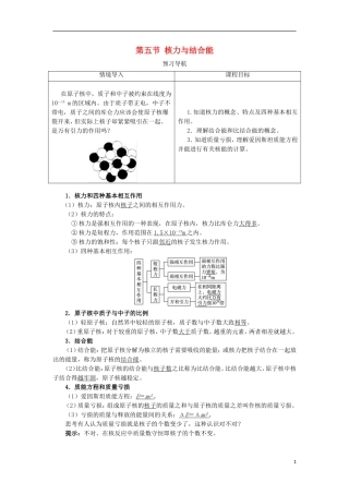 高中物理 第十九章 原子核 第五节 核力与结合能预习导航学案 新人教版选修3-5-新人教版高二选修3-5物理学案