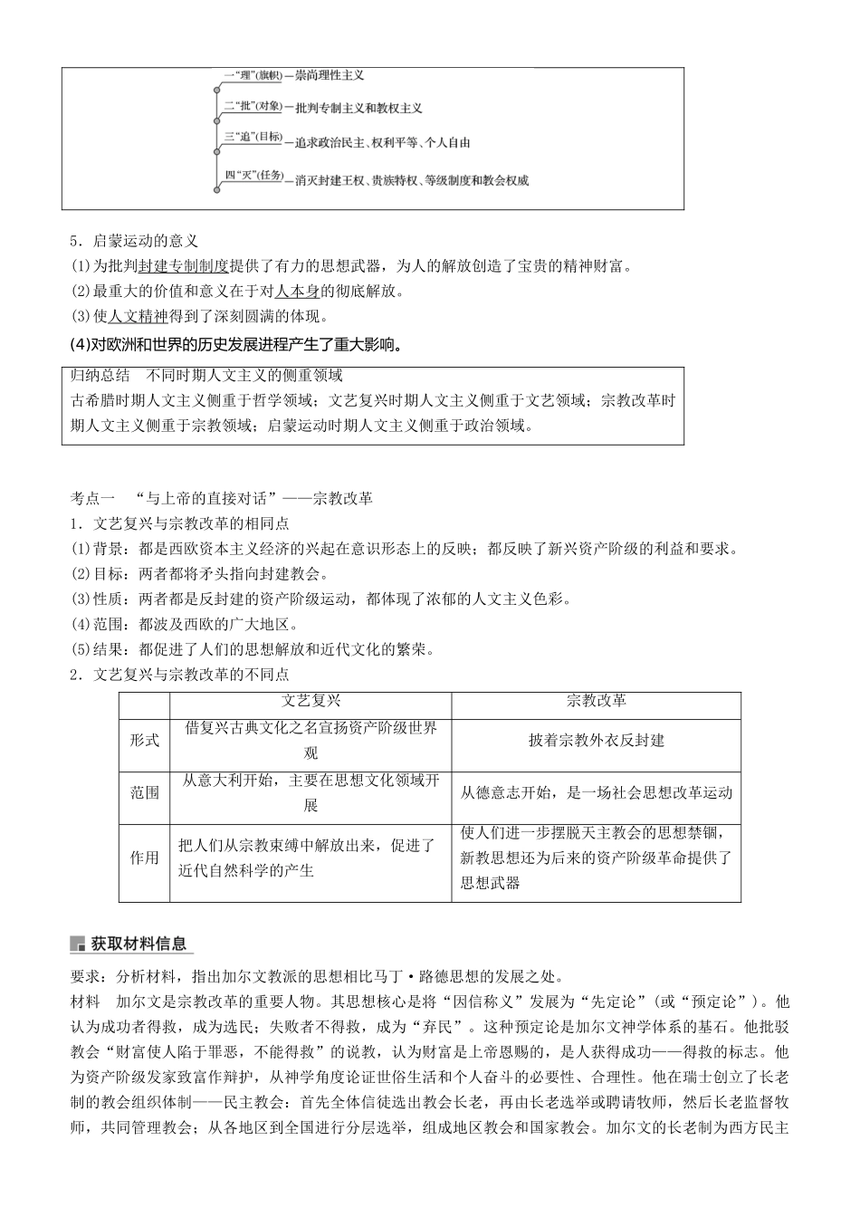 度高考历史一轮复习 专题十四 西方人文精神的起源与发展 第39讲 宗教改革与启蒙运动学案-人教版高三全册历史学案_第3页