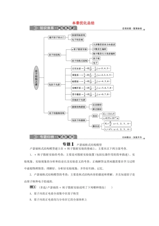 高中物理 第三章 原子结构之谜 本章优化总结学案 粤教版选修3-5-粤教版高二选修3-5物理学案