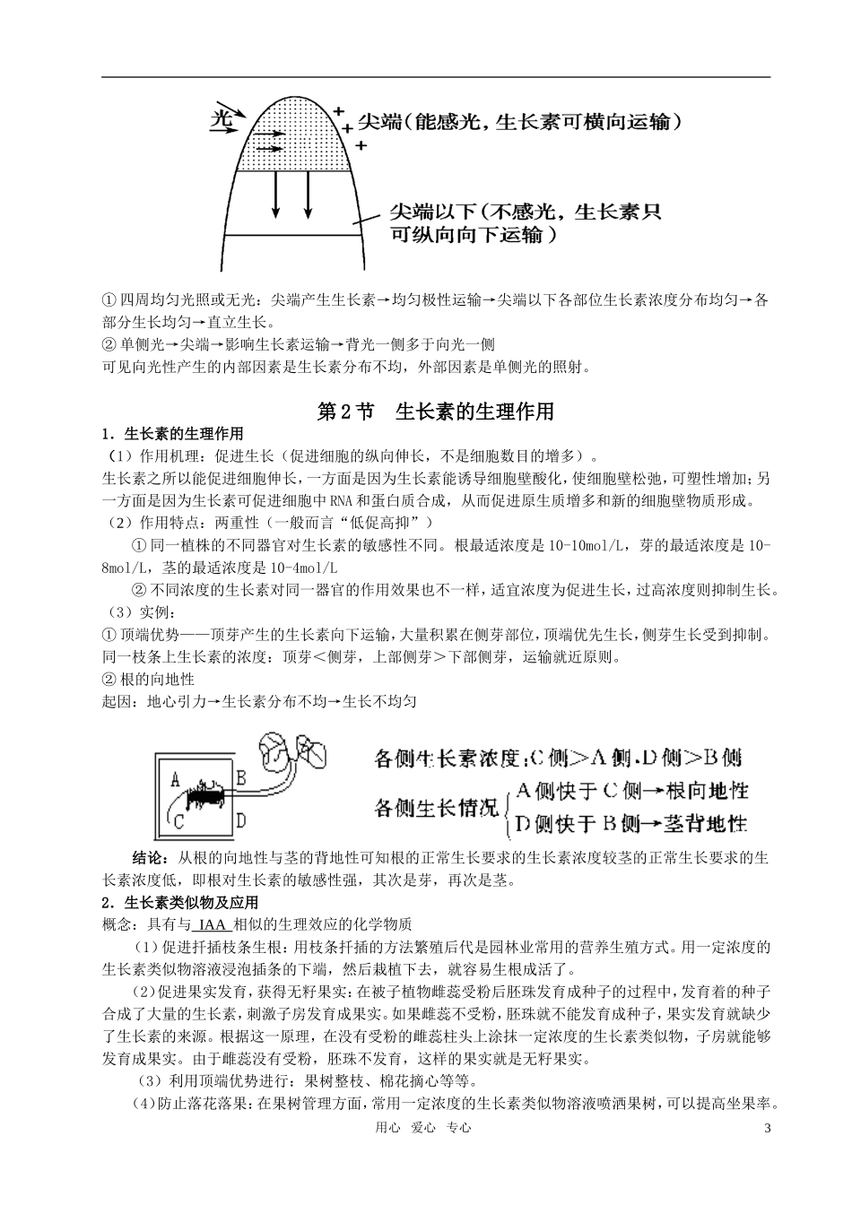 高中生物 第三章植物的激素调节复习学案 新人教版必修3_第3页