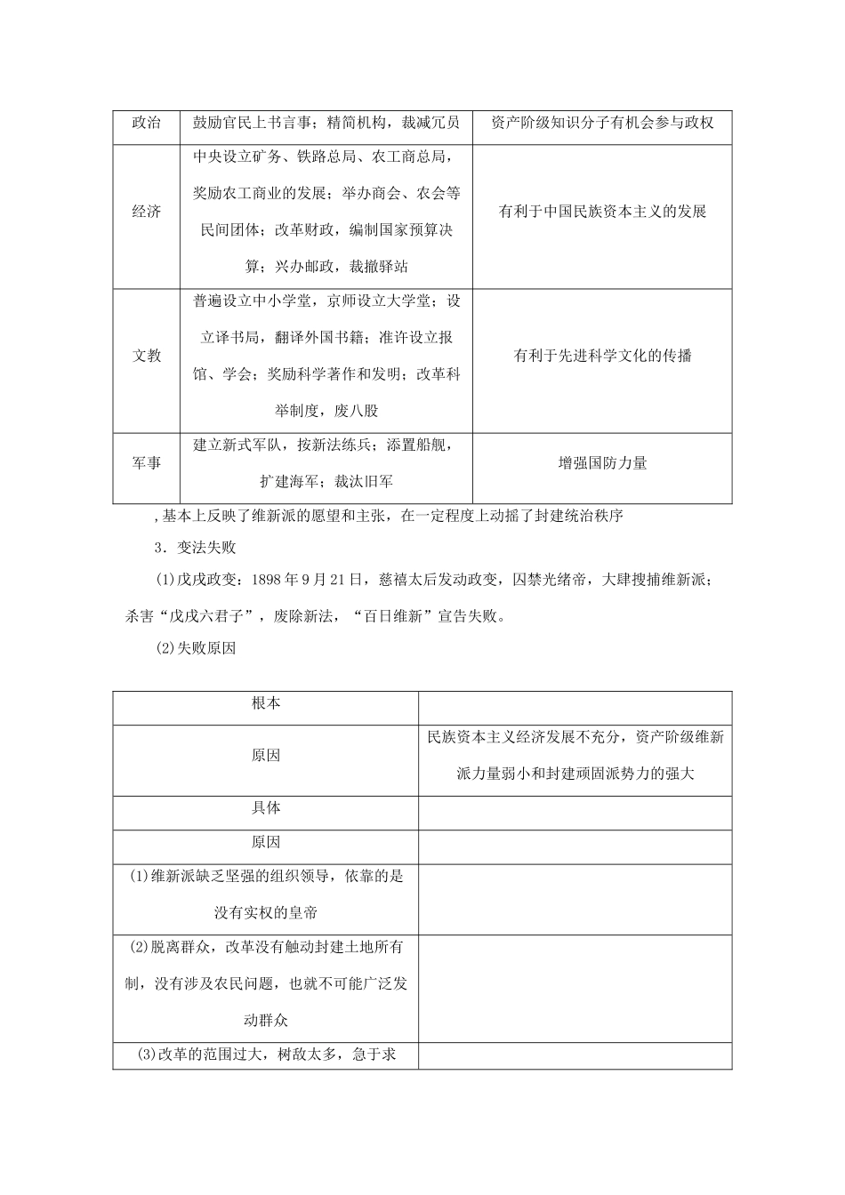 （江苏专版）高考历史总复习 选考一 历史上重大改革的回眸 第51讲 戊戌变法考点导学学案-人教版高三全册历史学案_第2页