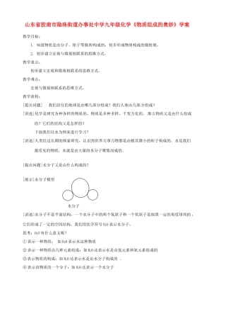 山东省胶南市隐珠街道办事处中学九年级化学《物质组成的奥妙》学案
