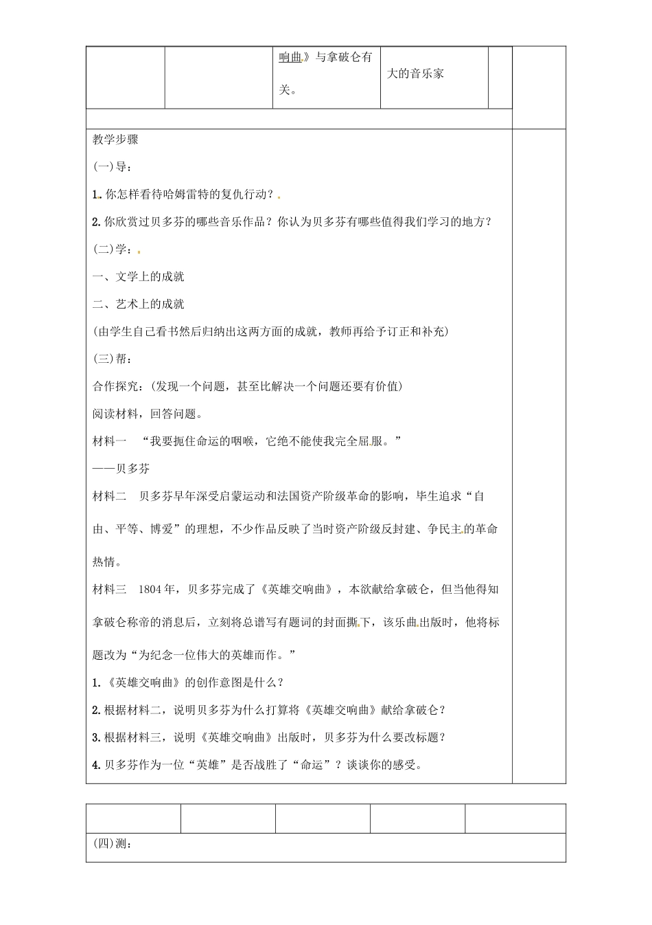 秋九年级历史上册 第七单元 科学和思想文化 第25课 文学和艺术导学案 岳麓版-岳麓版初中九年级上册历史学案_第2页