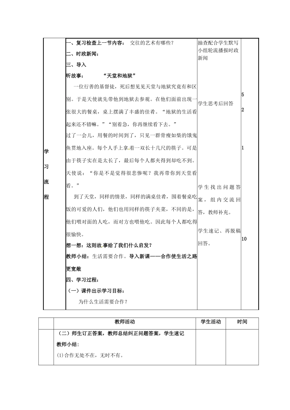 山东省滨州市邹平实验中学八年级政治上册《第五课 合作竞争求发展》合作使生活之路更宽敞学案 鲁教版_第2页