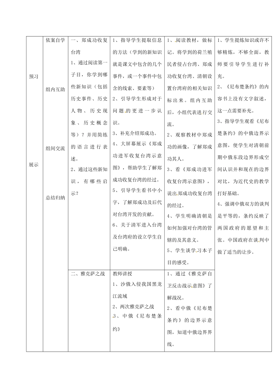 吉林省通化市七年级历史下册 第三单元 第19课 收复台湾和抗击沙俄导学案 鲁教版-鲁教版初中七年级下册历史学案_第2页