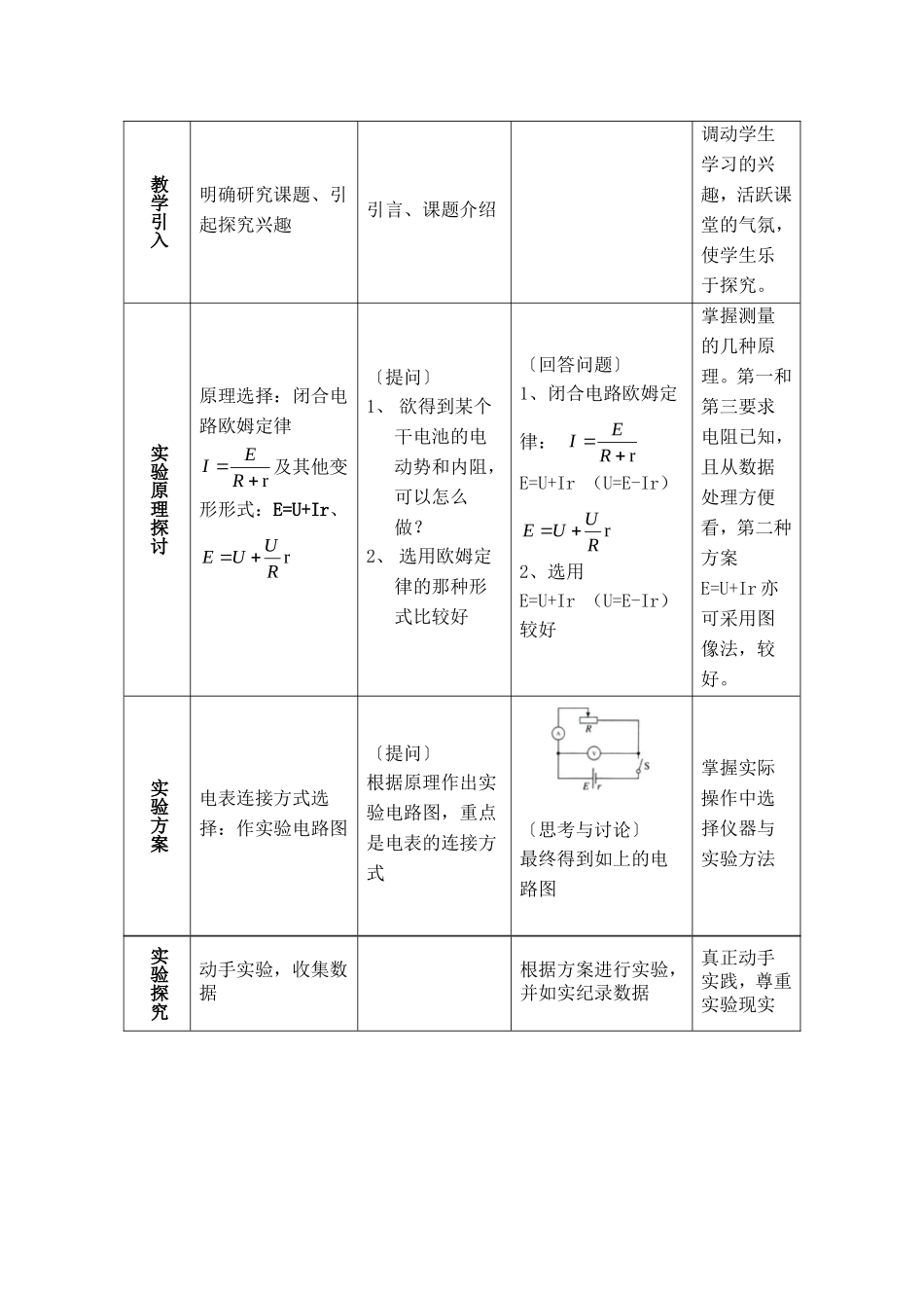 高中物理 4.2《测定电源电动势和内阻》教案 沪科版选修3-1_第3页