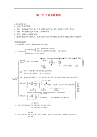 高中生物：1.4.1《人体免疫系统》学案（中图版必修3）