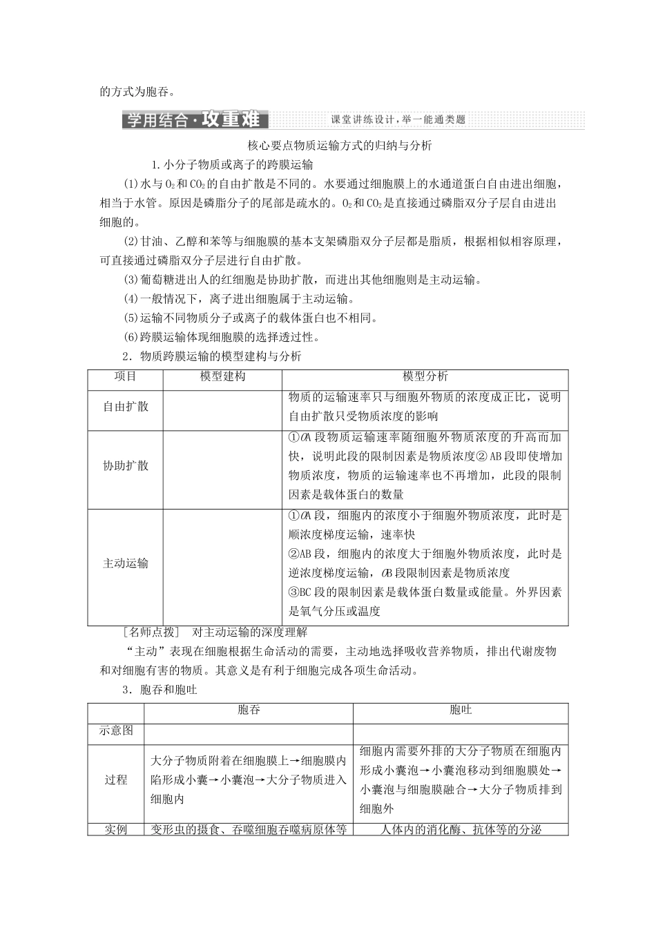 高中生物 第三章 第三节 第1课时 被动运输和主动运输学案（含解析）苏教版必修1-苏教版高中必修1生物学案_第3页