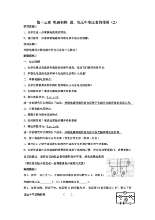 第十三章  电路初探  四、电压和电压表的使用（2）