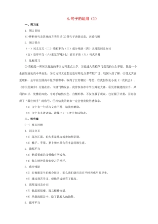 中考语文二轮专题复习 4 句子的运用学案（1）-人教版初中九年级全册语文学案
