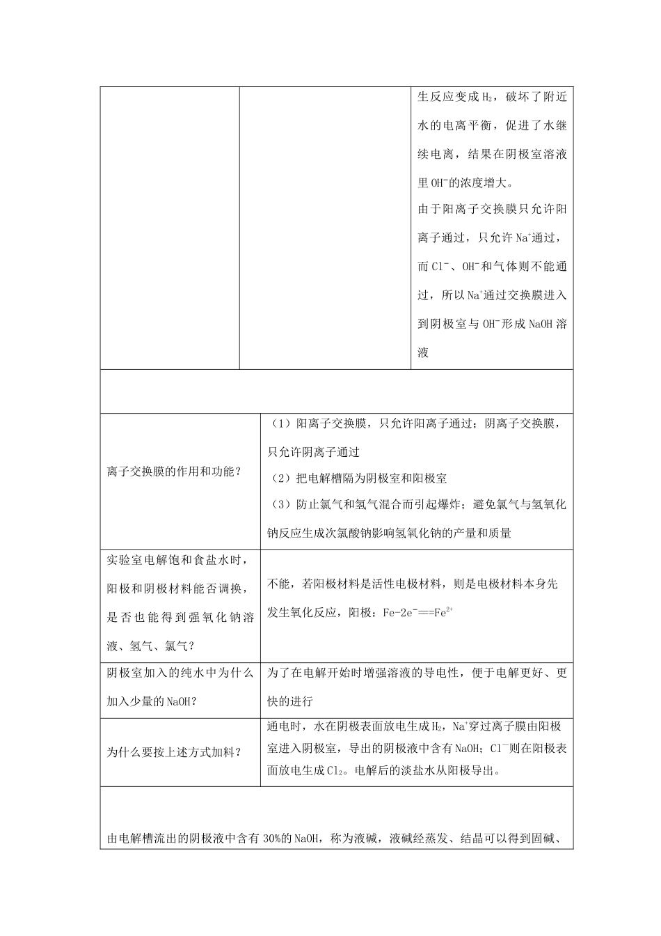 高二化学 实验5 电解饱和食盐水学案-人教版高二全册化学学案_第3页
