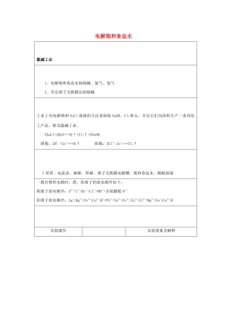 高二化学 实验5 电解饱和食盐水学案-人教版高二全册化学学案