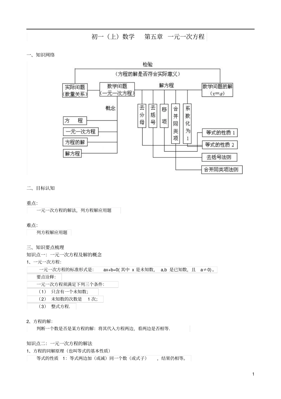 一元一次方程讲义_第1页