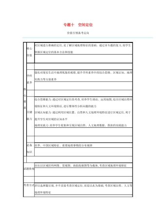 高考地理二轮复习 专题十 空间定位学案-人教版高三全册地理学案